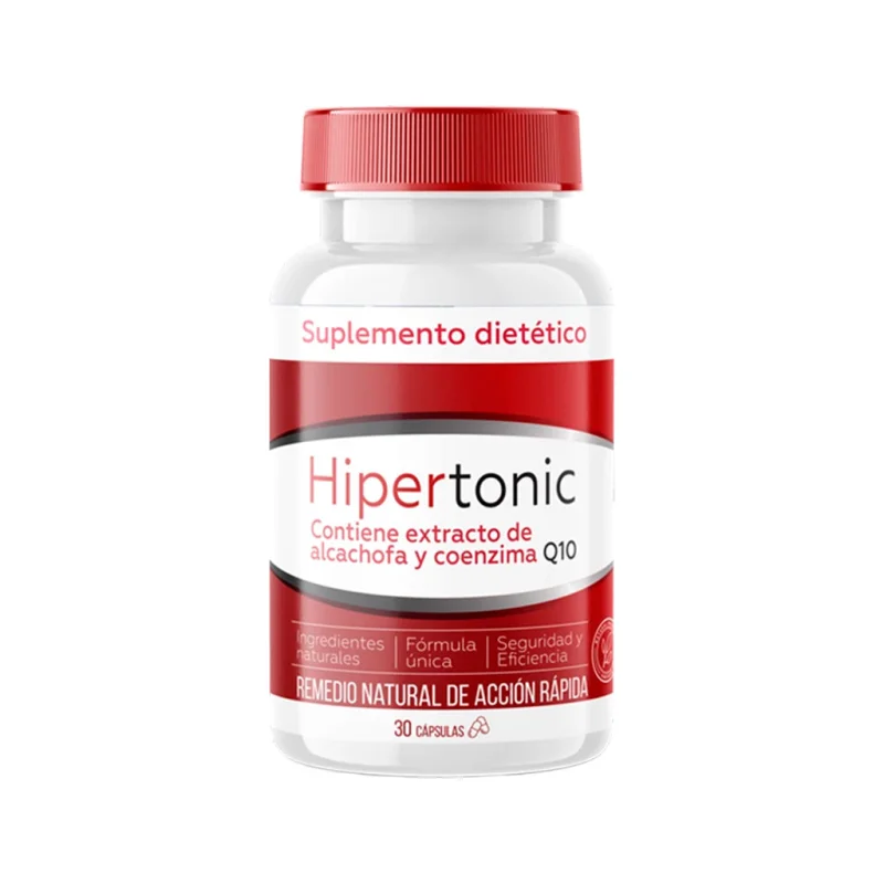 Frasco y caja de Hipertonic, vista frontal